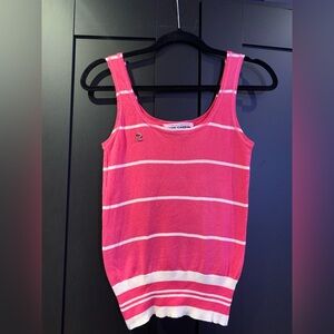 Vintage Pierre Cardin Pink and White Striped Tank Top